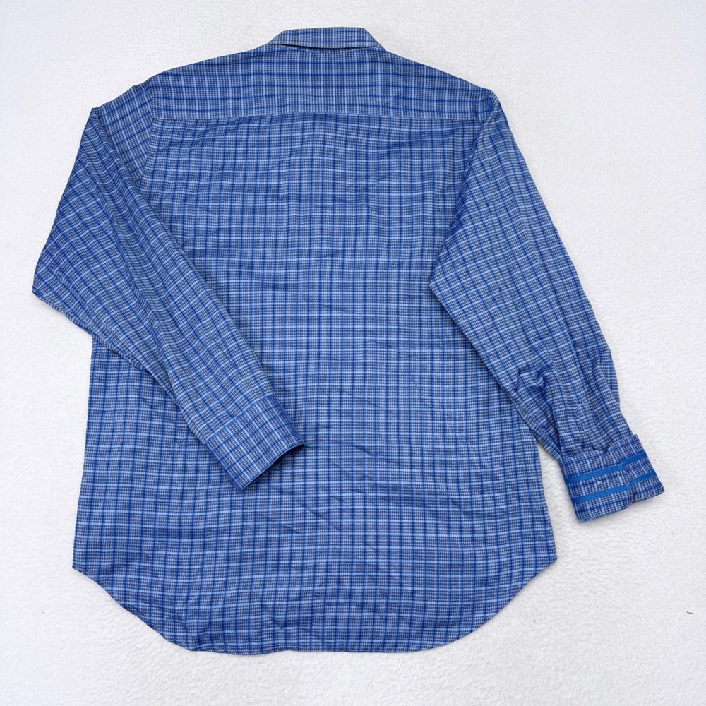 Robert Graham Shirt Men's Size XL Classic Fit Blue Check Flip Cuff Buttom Down - Picture 2 of 11